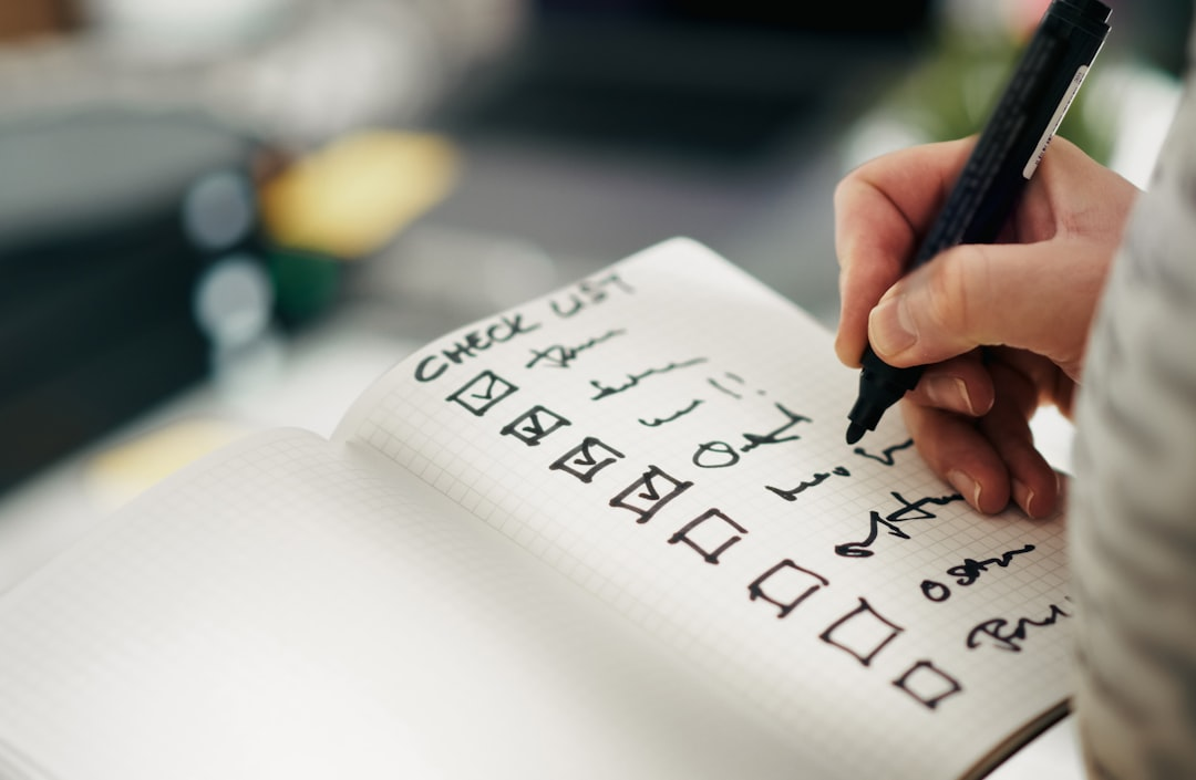 business planning checklist notebook pen