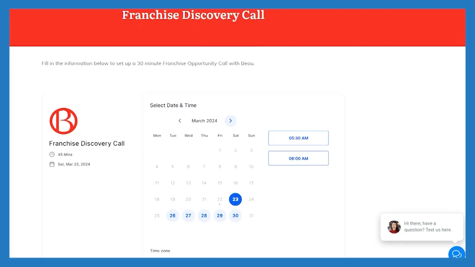 Info session registration for digital billboard franchise