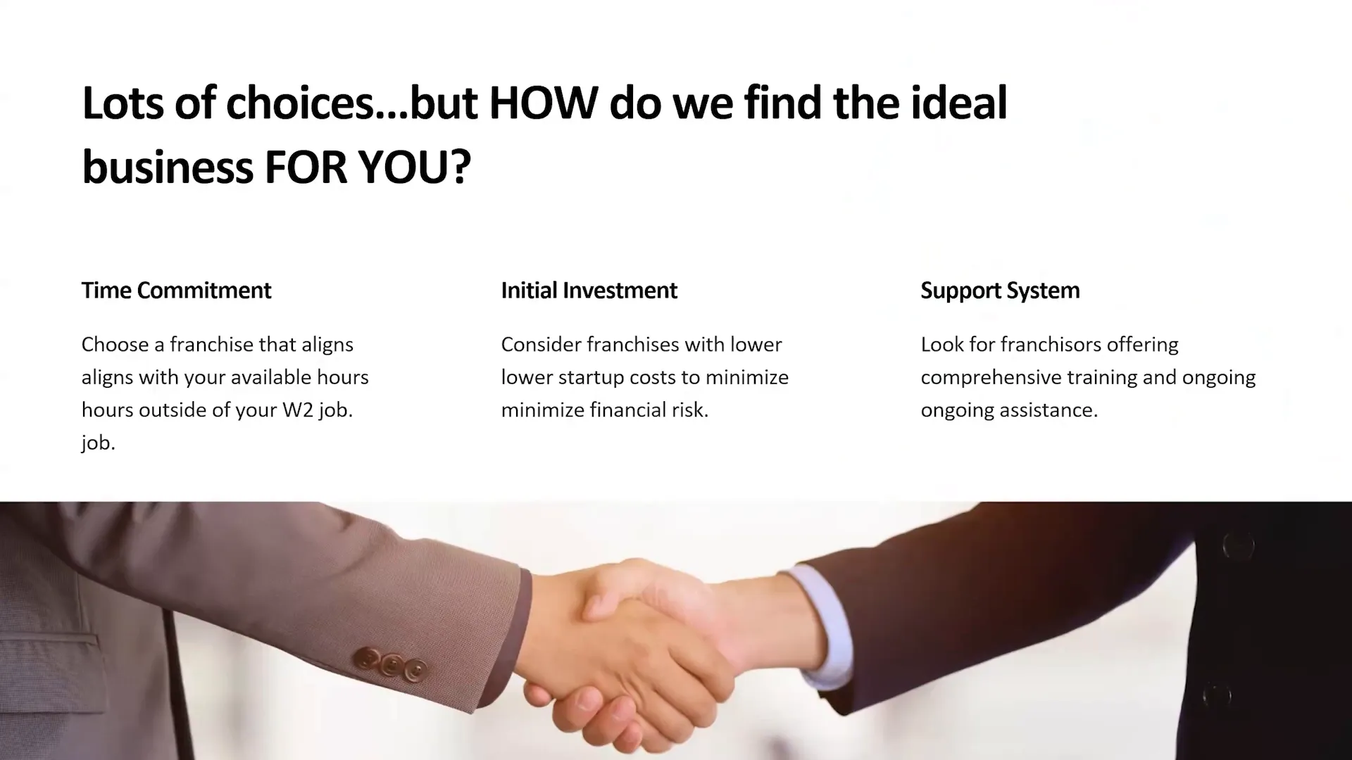 Evaluating franchise options based on lifestyle