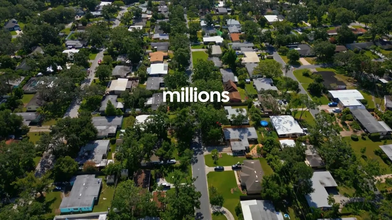 Aerial view of neighborhoods showing millions of homes