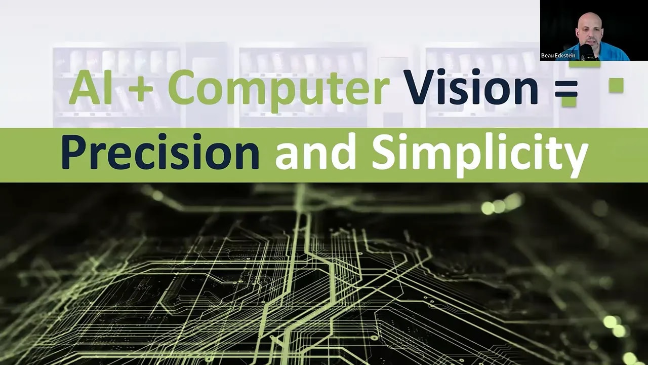 slide showing ai plus computer vision equals precision and simplicity