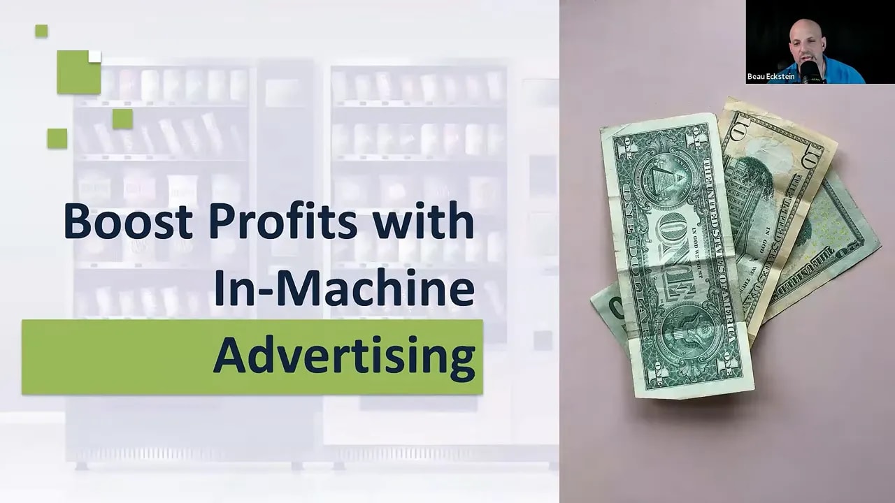 Vending machine graphic showing in-machine advertising with US dollars