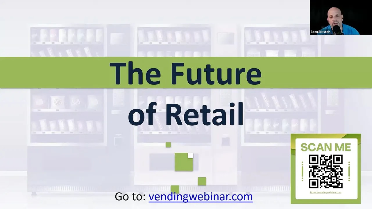 AI vending QR code checkout screen with the text 'The Future of Retail'