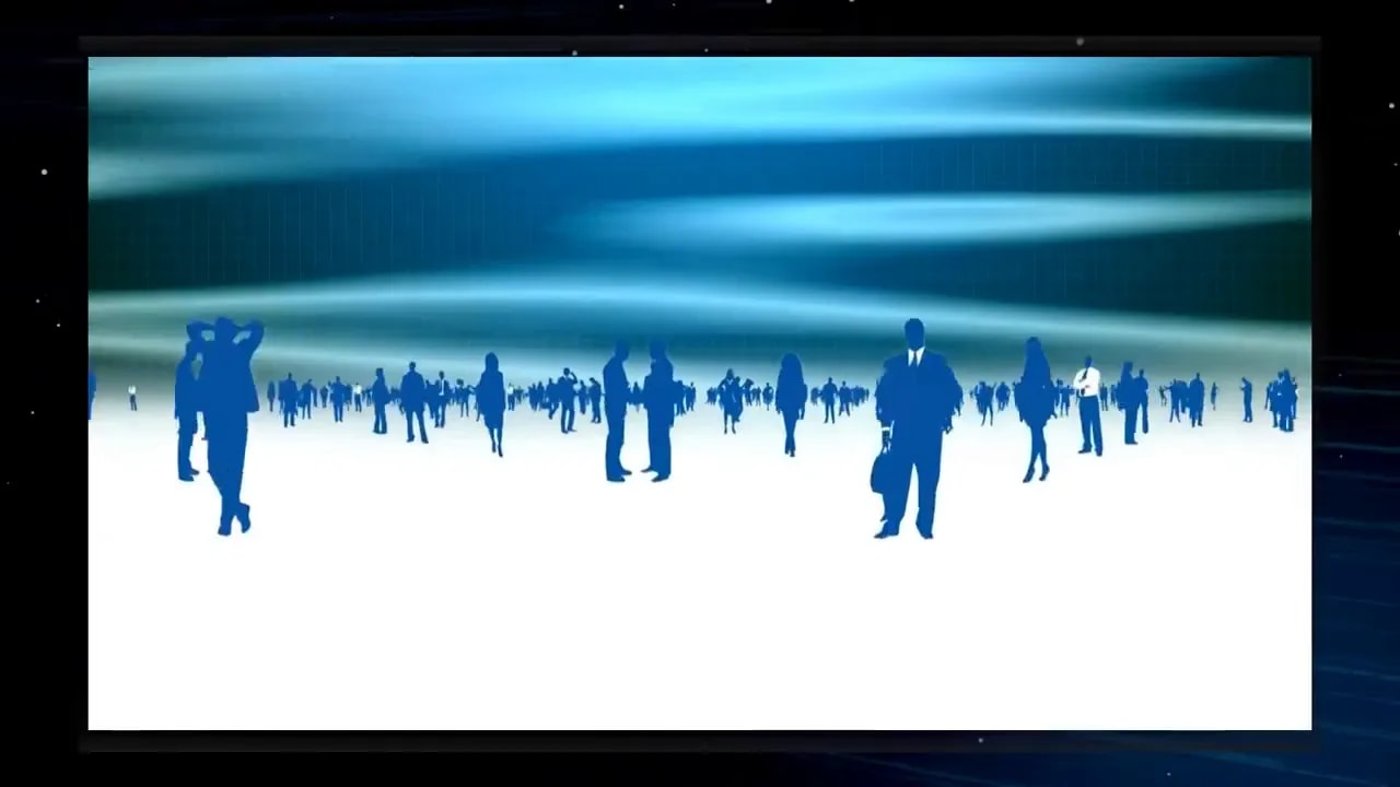silhouettes of people shaking hands in a large open space
