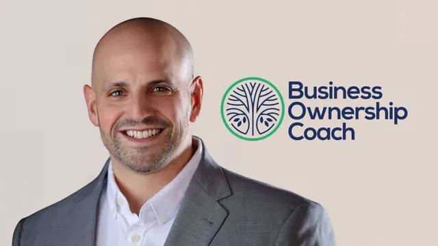 Business Ownership Coach logo next to portrait of Beau Eckstein