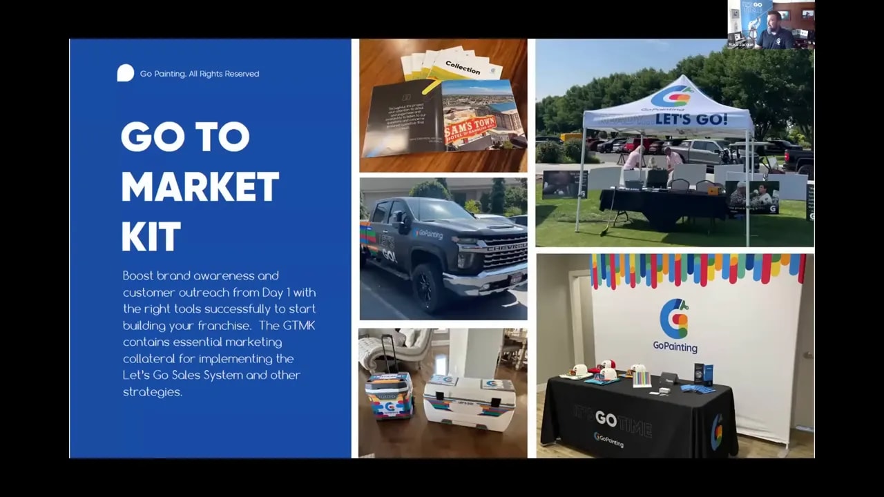 Blue slide reading go to market fit with commercial property images