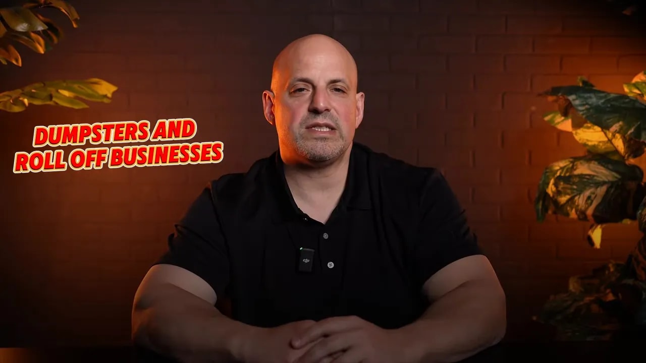 Business ownership coach discussing dumpster and roll-off businesses as an operator-light, asset-backed business