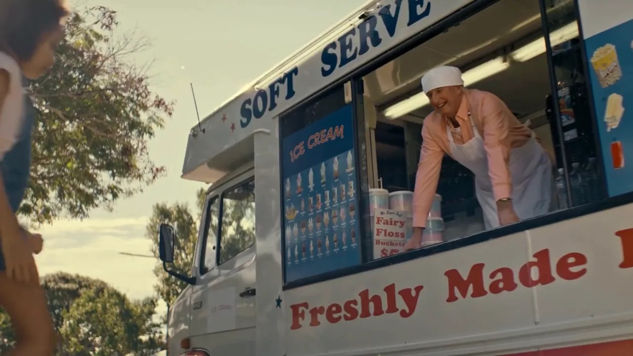 Customer ordering from a freshly made food truck
