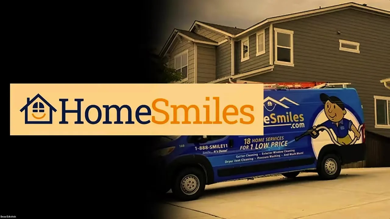 HomeSmiles service van parked in front of a house