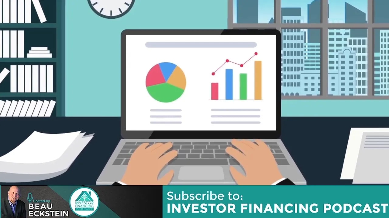 Hands on a laptop showing charts and graphs on screen representing financial modeling