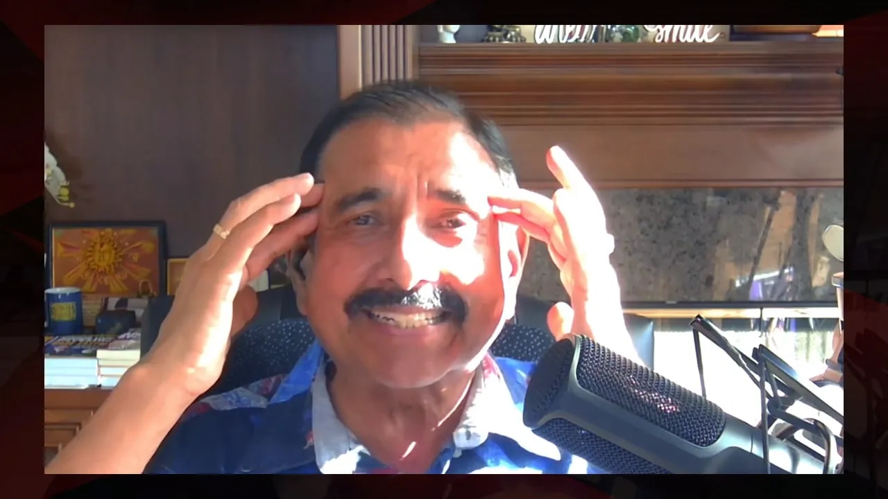 Podcast guest making a gesture while explaining the stop-drilling-the-same-hole analogy