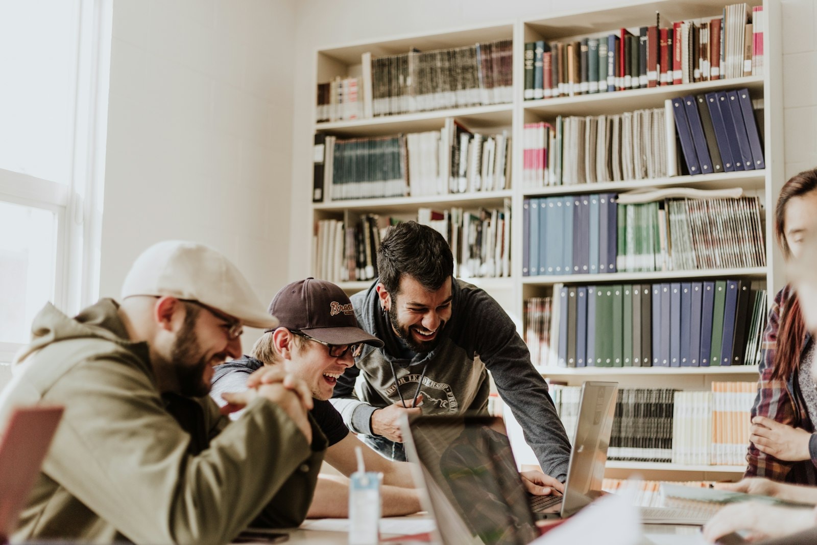 Professionals collaborating in a business training session