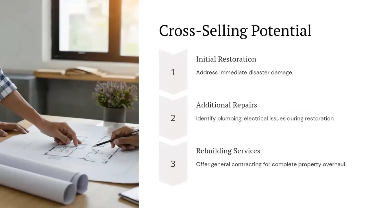 Slide titled Cross-Selling Potential with service opportunity bullets