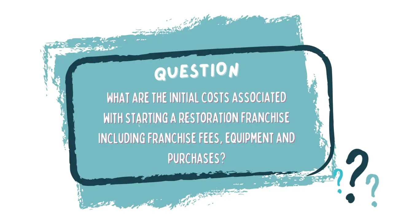 Question graphic asking about initial costs for a restoration franchise