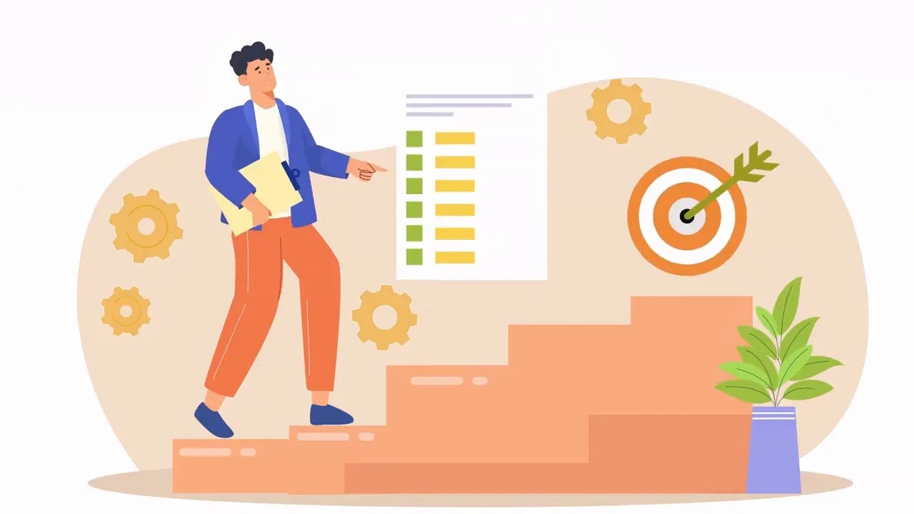 Illustration of a goal target and business planning steps for side hustle or small business ownership