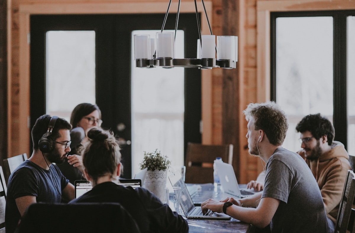 Team of professionals collaborating in an office
