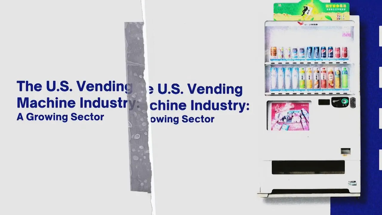 slide showing U.S. vending machine industry growth statistics and a vending machine graphic