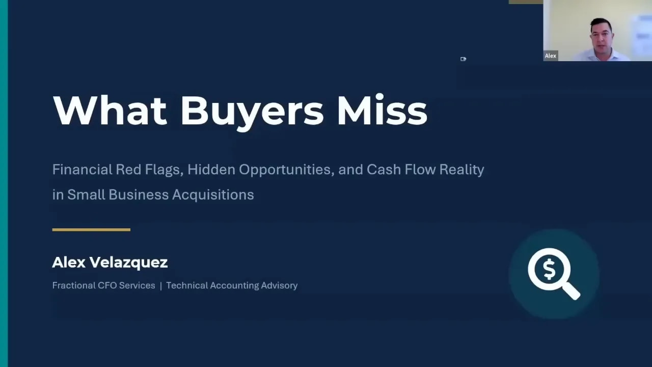 Slide titled what buyers miss on a dark blue presentation screen